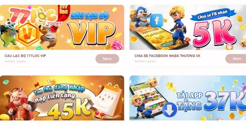 Khuyến mãi 77loc với 6 khoản tiền thưởng miễn phí hấp dẫn